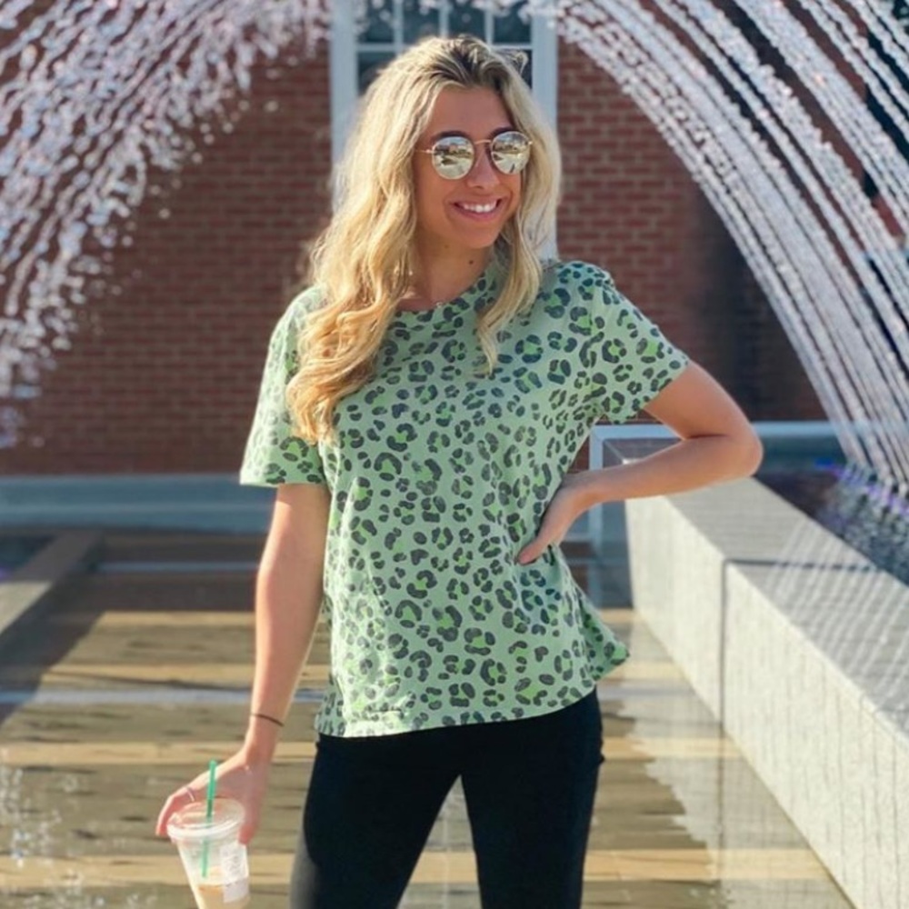 Green leopard top